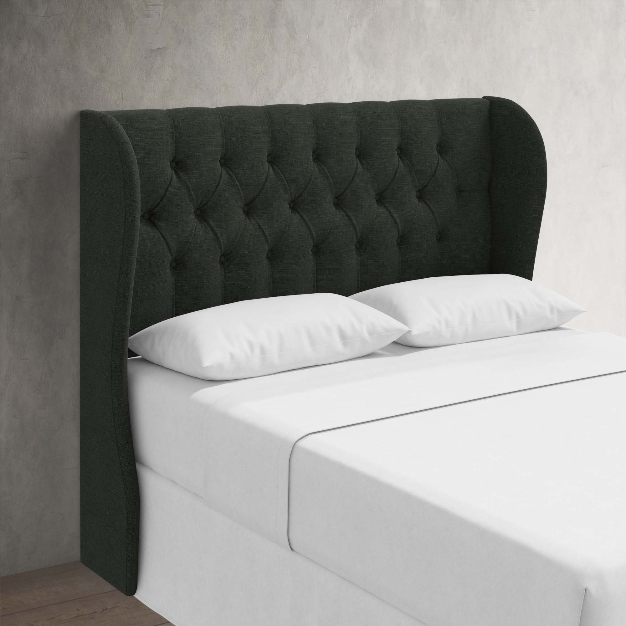 Tomey Upholstered Headboard, Full, Classic Black Linen