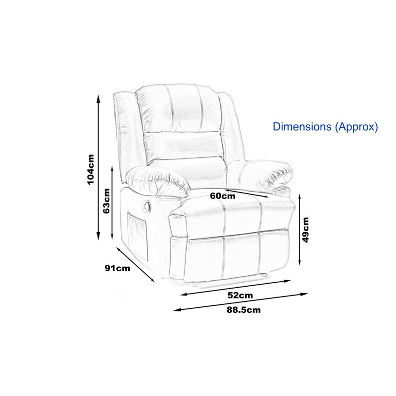 Celado 88.5cm Wide Faux Leather Standard Recliner, Brown Faux Leather