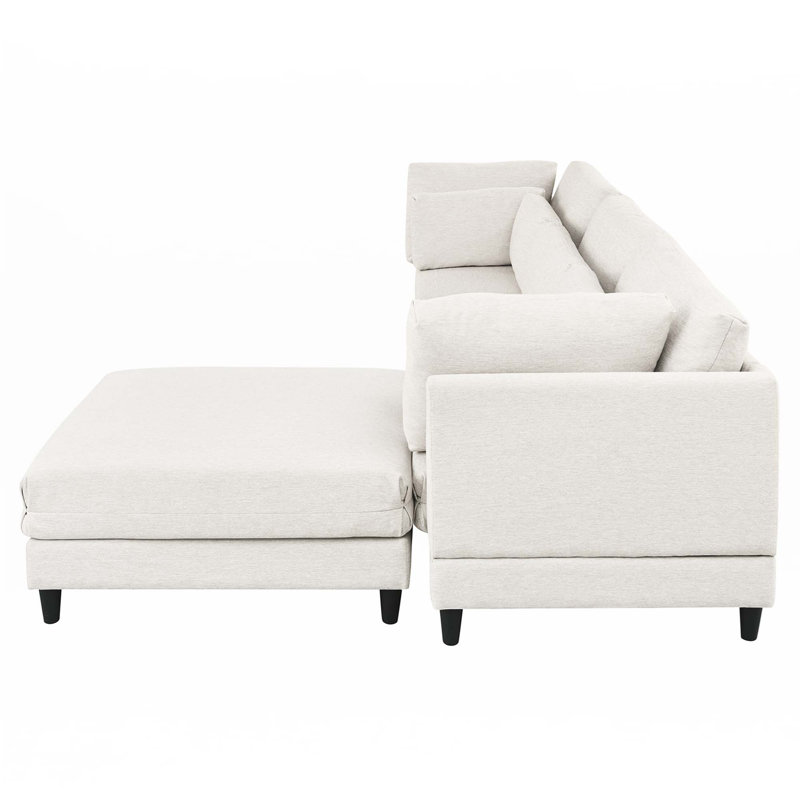 Modular Sectional Sofa With Movable Ottoman And 5 Pillows