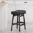 26" Counter Height Bar Stools Set of 2, Solid Wood Barstools with Faux Leather Upholstered Saddle Seat,Backless Kitchen Island Chairs-628389263-617956986
