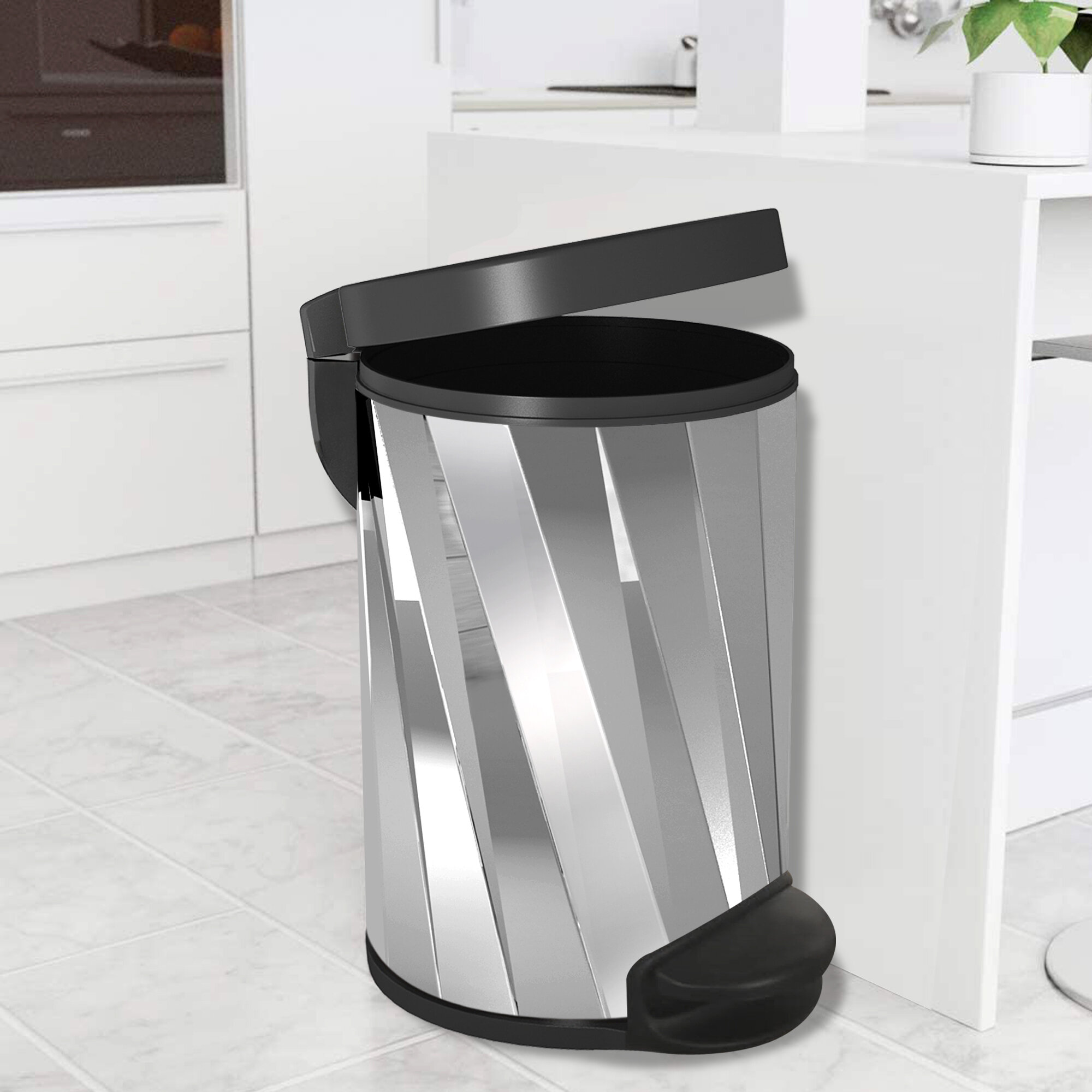 NU Steel 1.32 Gallons Steel Step On Waste Basket & Reviews