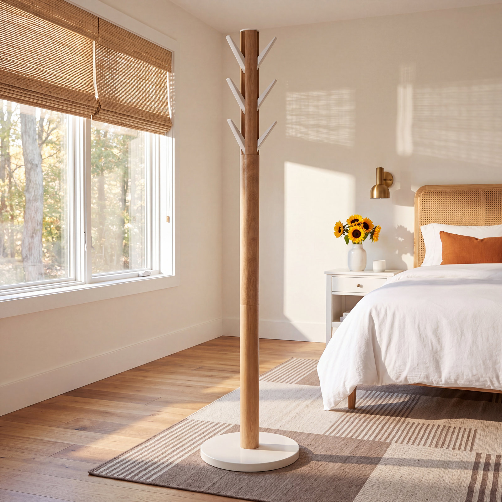 9 - Hook Freestanding Coat Rack, Natural