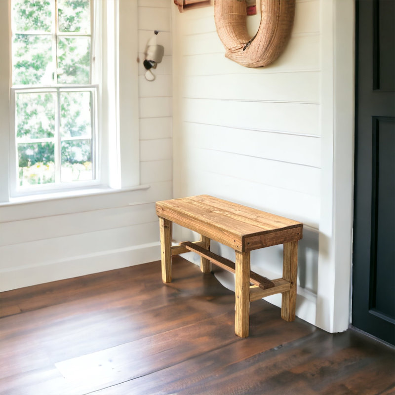 Janney Cottage Style Farmhouse Bench, Natural, 19.5" H x 35" W x 12.5" D