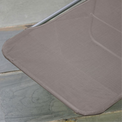 Chaise longue pliante, chaise longue de bronzage, chaise longue d'extérieur avec dossier inclinable à 5 positions, siège en filet respirant, appui-tête pour plage, cour, patio, brun