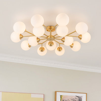 Coblitz Mid-Century Modern Y-Shaped Branch Semi Flush Mount Ceiling Light