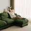 Canapé modulaire en forme de U plissé avec tissu chenille, 2 repose-pieds et mousse ergonomique 3 places-886963487-886963484