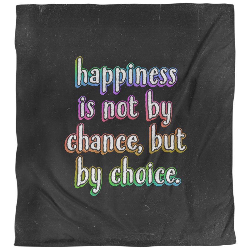 Housse de couette réversible simple Quotes Happiness Inspirational, Housse de couette pour très grand lit, Noir / blanc