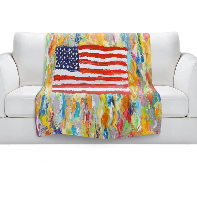 Couverture sherpae douce american flag, l 68 po x L 80 po