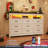 Karlea 63" Farmhouse 9 Drawer Dresser,Long Dresser TV Stand With LED Lights & Charging Station,Chest Of Drawers-1843422167