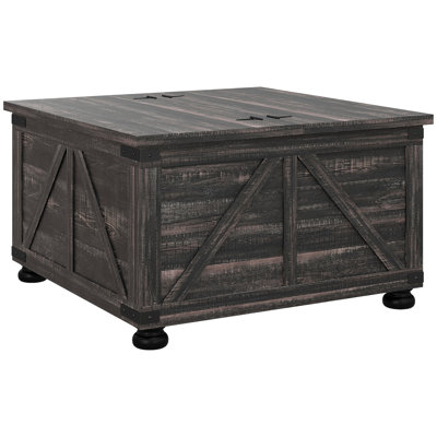 Farmhouse Coffee Table, Square Coffee Table With Storage For Living Room, Center Table With Hinged Flip Lift Top And Hidden Space -  August Grove®, 363B81BFB3C346DDBE4950EA1E548C2F