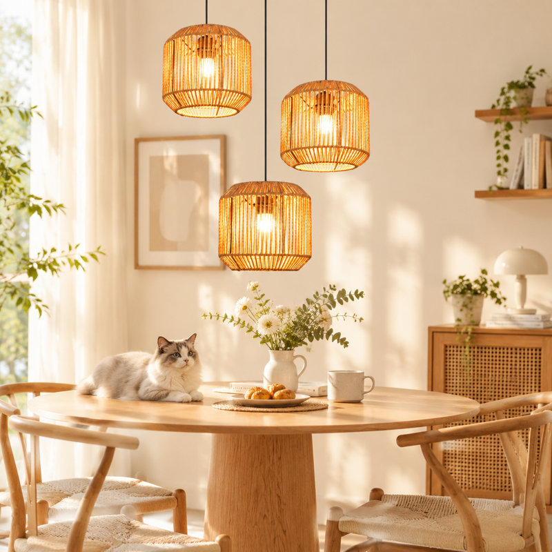 3 - Light Stainless Steel Caged Pendant
