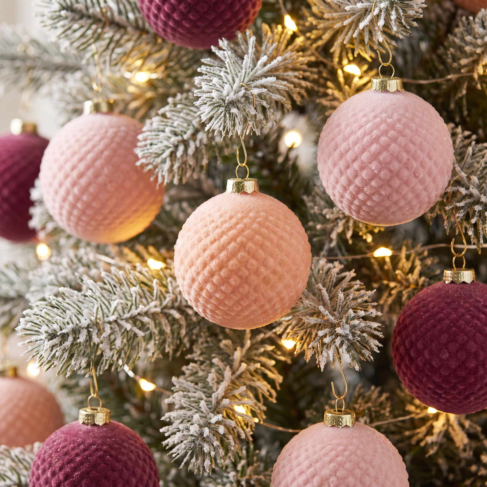 Rosy Velvet Ornament Set of 6 - 3"