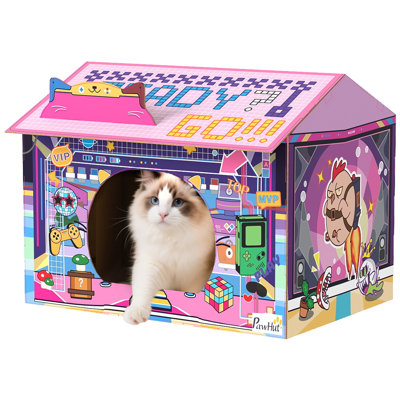 Cardboard Cat House, Cat House Bed Kitten Cave Indoor for Small Pet Cats
