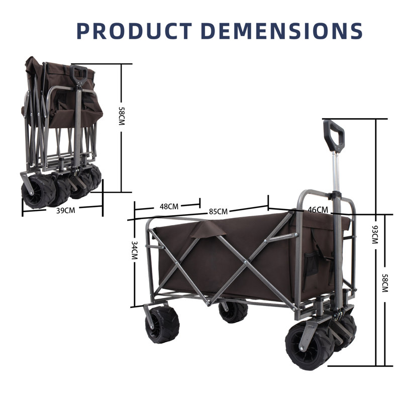 Chariot de plage portatif pour enfants, Brun-noir