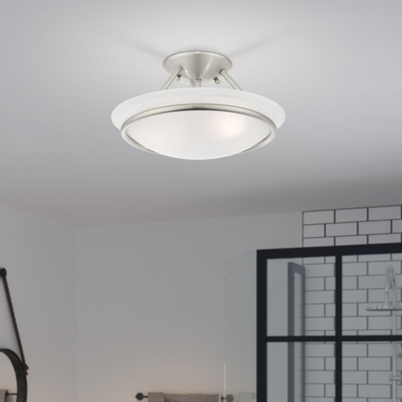 Wilbrecht Glass Semi Flush Mount, 5" H, Brushed Nickel