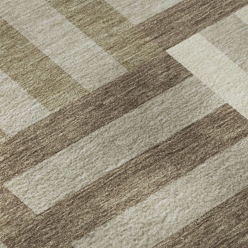 Premium Machine Washable Mayfield AMF2332 Geometric Rug, 9' x 12', Brown