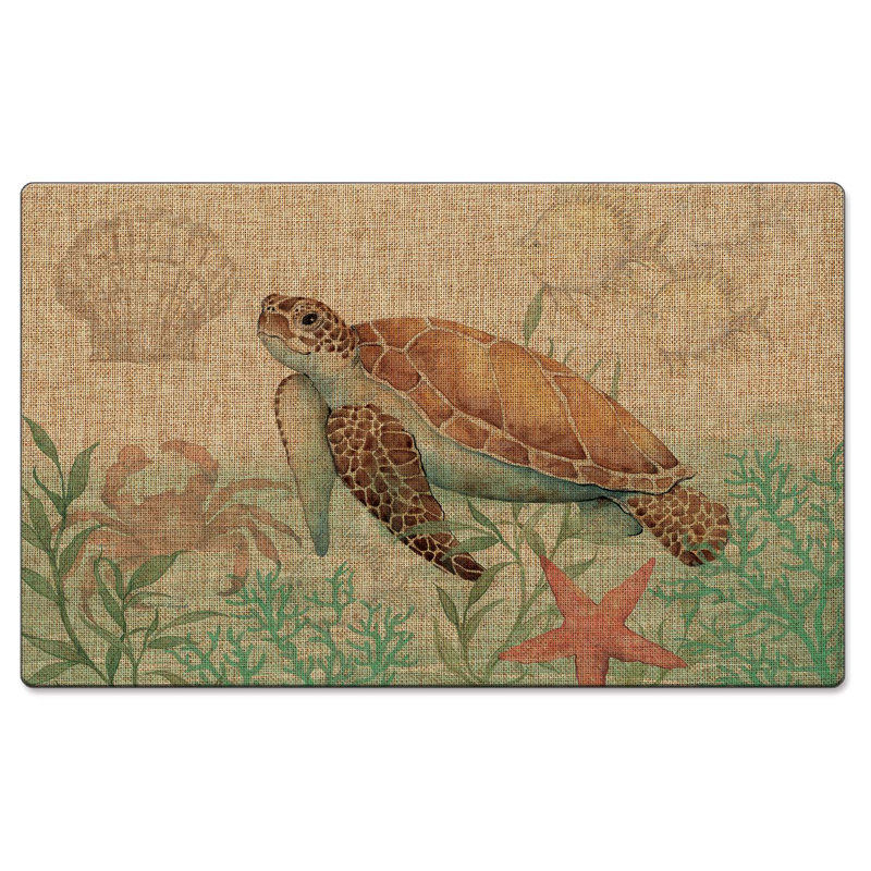 Caribbean Sea Turtle Linen Look Indoor/Outdoor Floor Mat