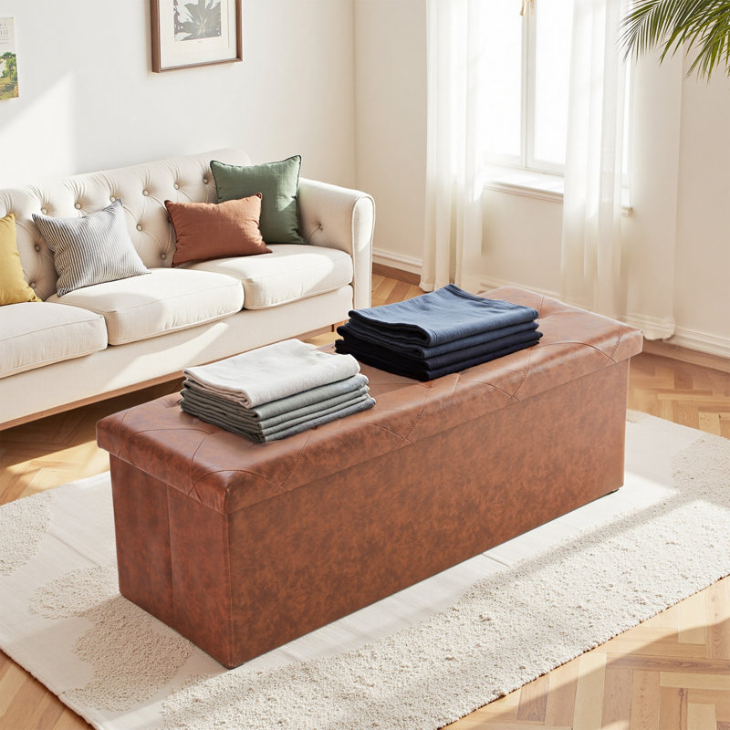 Banc de rangement pliable, Brun, Brun