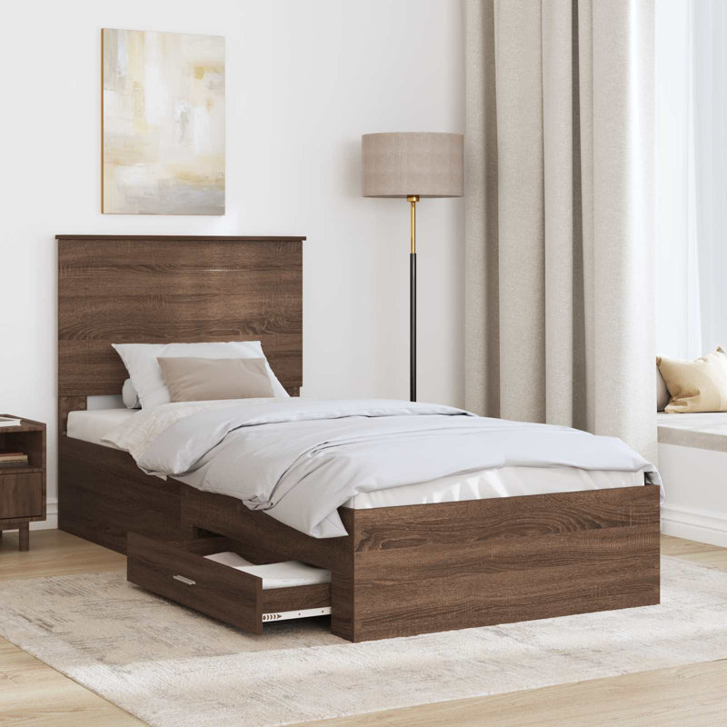 Bed, Silver/Brown Oak, Small Single (2'6)