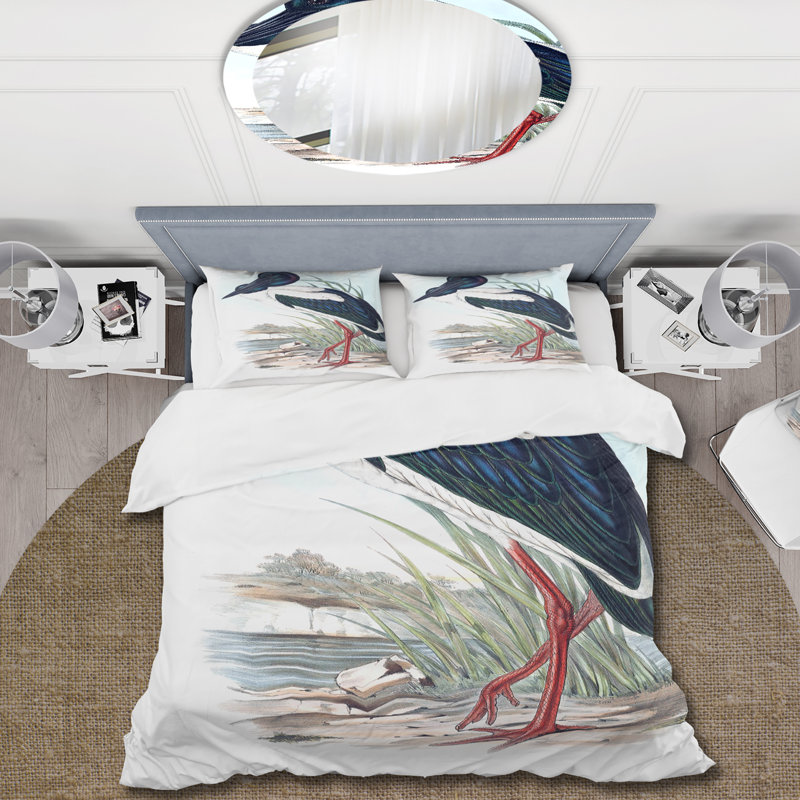 Oiseaux australiens rétro I - ensemble de housse de couette traditionnel - microfibre de polyester