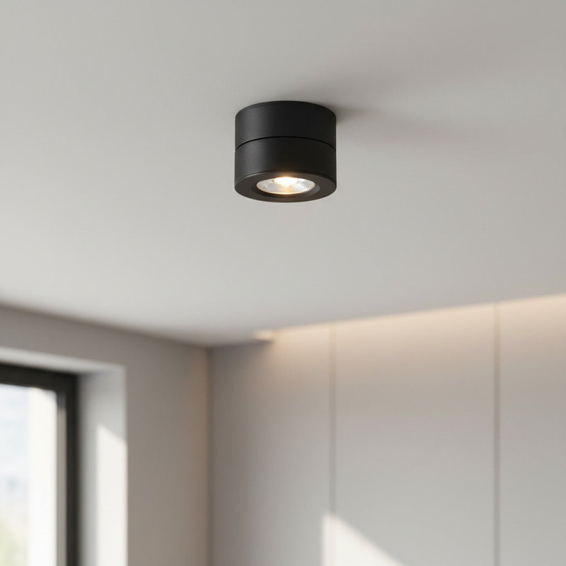 UltraBeam Surface Mounted Adjustable Ceiling Downlight Spotlight, Black, 5.6cm H x 7.5cm W x 7.5cm D