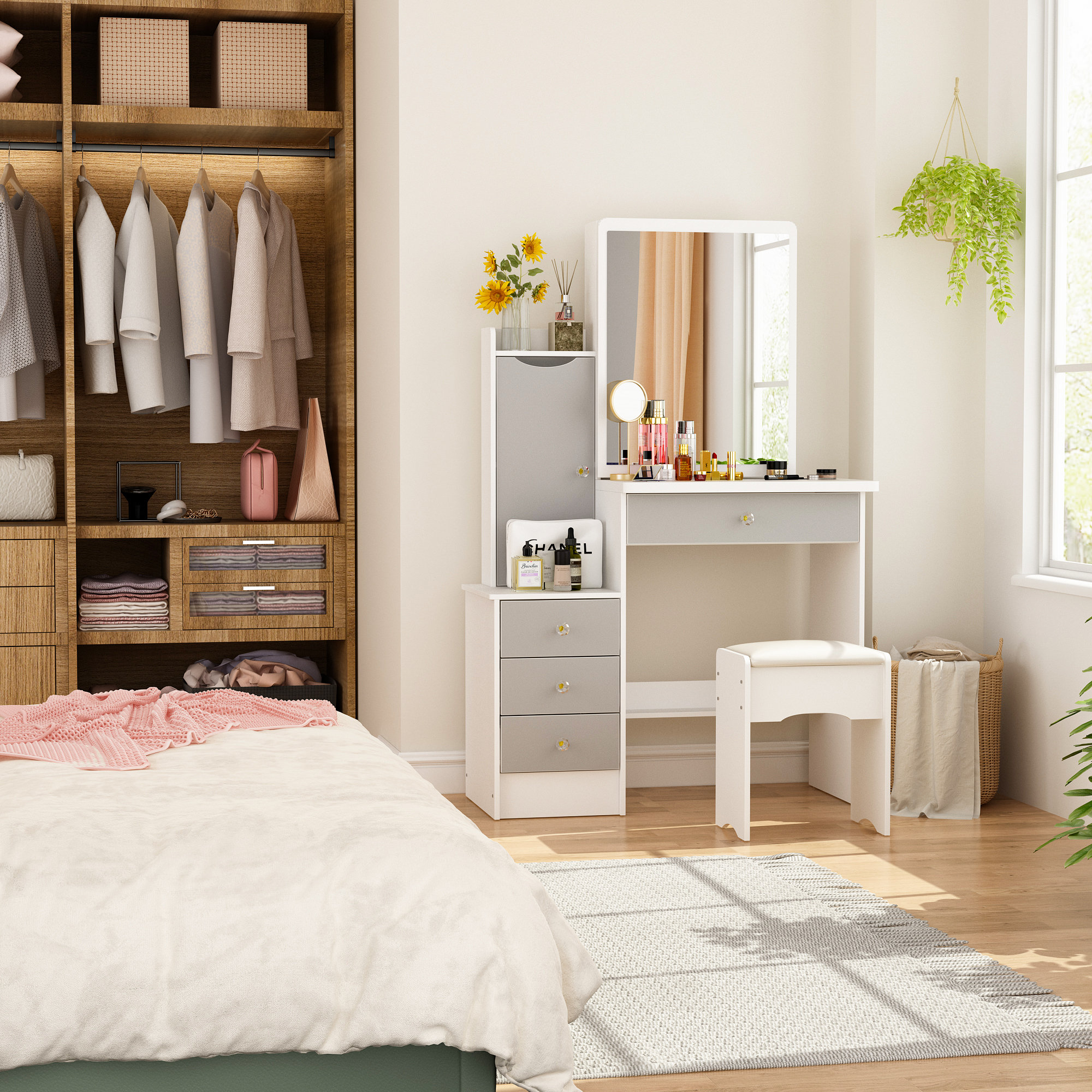 Closet and Vanity Set / Wardrobe and Dressing Table Combo