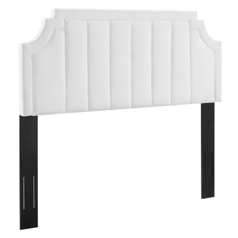Upholstered Velvet Panel Headboard, King/California King, White