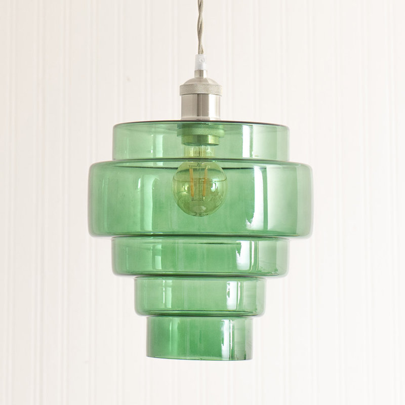 1 - Light Pendant, Green, No, Chrome