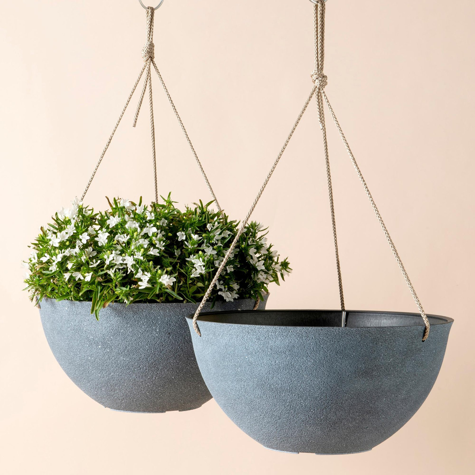 Boxdale 13" Hanging Planter, Matte Gray, 6.3" H x 13.2" W x 13.2" D