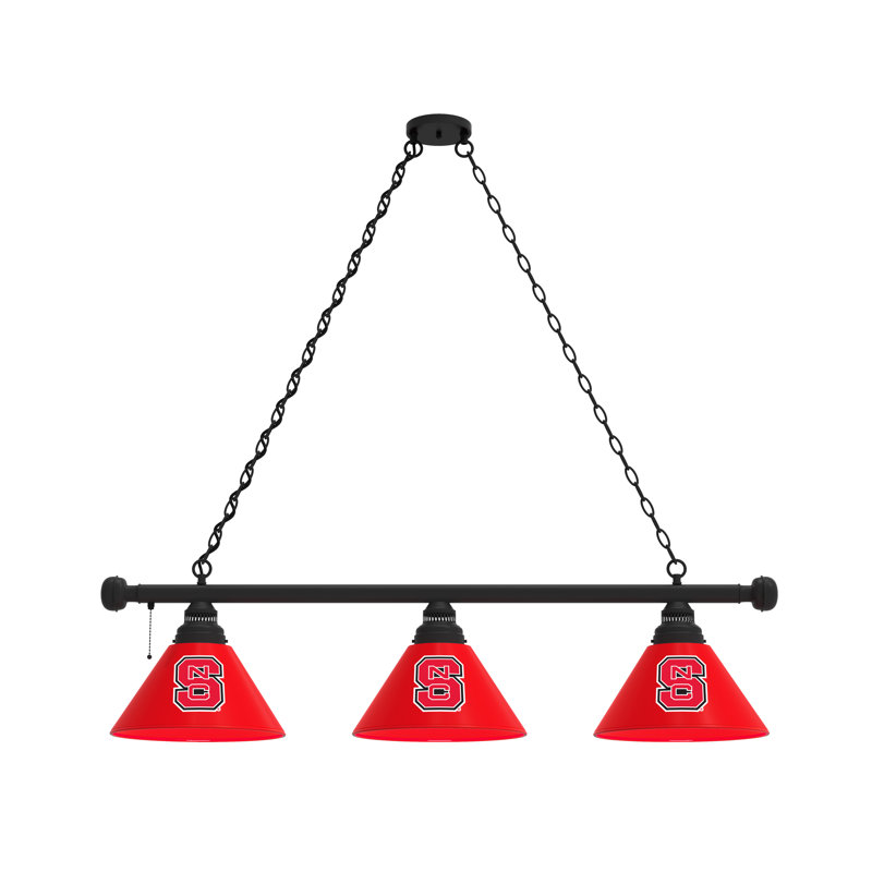 3 - Light Pool Table Lights Pendant, Black, North Carolina State Wolfpack