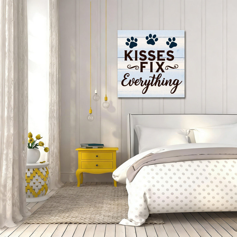«Dog Paw Kisses», art mural sans cadre, 16 x 16