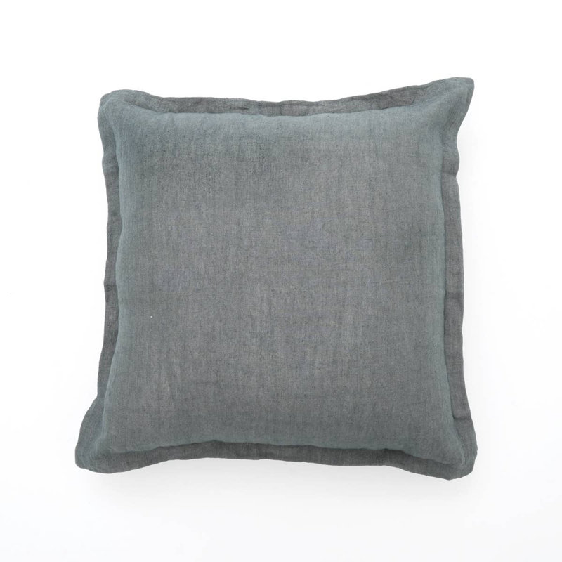 Throw Pillow | Linen Solid Pillow with Flanges | 22x22", Gray