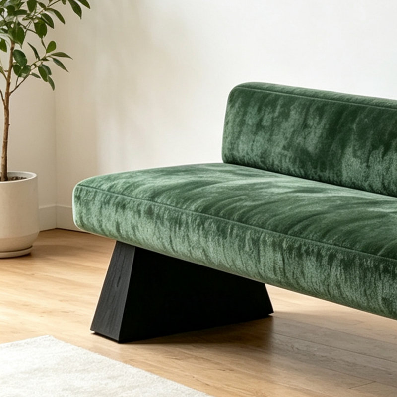 Canapé vert moderne au design minimaliste