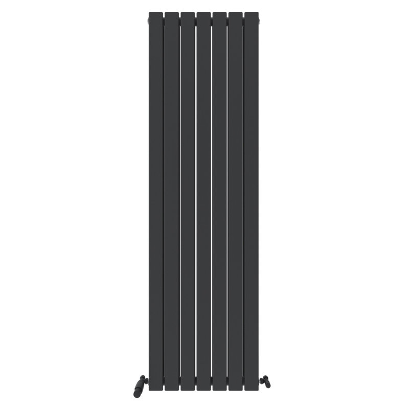 iBathUK Belgravia Vertical Double Slim Flat Panel Radiator Angled Valve, 1800cm H x 532cm W x 69cm D, Grey