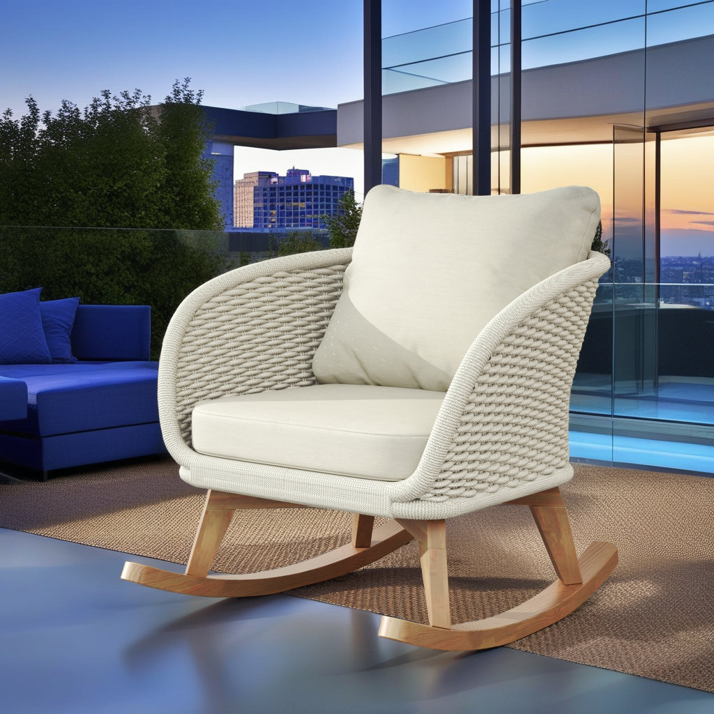 Latitude Run® Modern Wicker Rocking Chair - Plush Cushioned Design with ...
