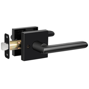 Levier de porte de passage avec plaque carrée pour lit et salle de bain sans clé