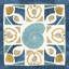 «Undersea Blue Tile IV» par Véronique Charron, impression sur toile tendue-434546174-416038203-416038208