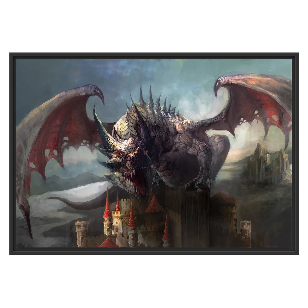 Der Drache auf der Festung Floater Frame Graphic Art Print auf Papier