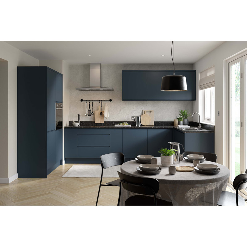 KitchenKit Flatpack J Pull Matt Sample 570X396, Indigo Blue