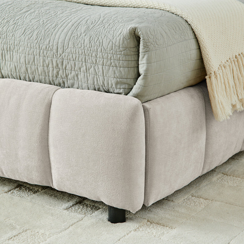 California King Size Upholstered Bed, Beige