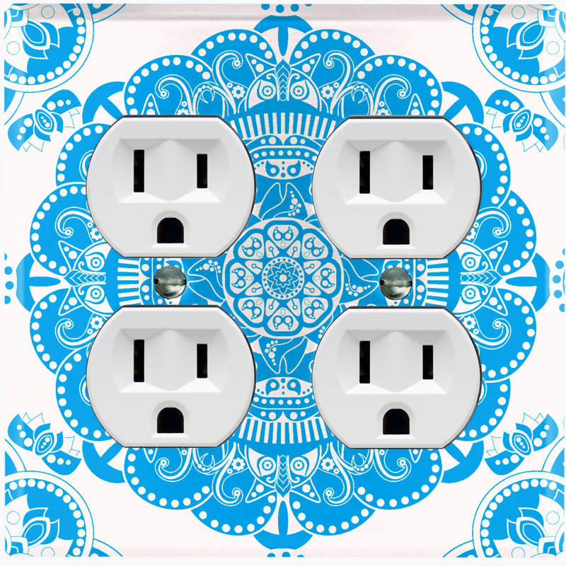 Plaque murale 2 prises doubles, Bleu clair