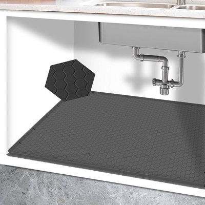 Silicone Under Sink Mat, Leak-Proof Waterproof Liner And Anti-Spill Tray For Kitchen Or Bathroom Cabinets