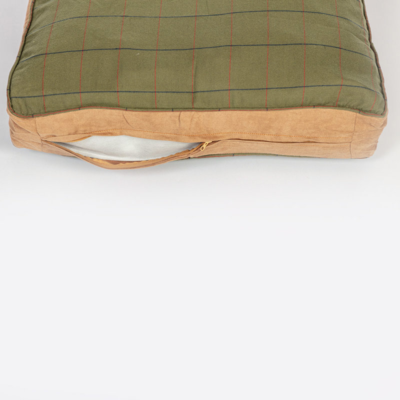 Tweed Geometric Faux Suede Pet Bed, Green, Medium (88cm x 67cm x 14cm)