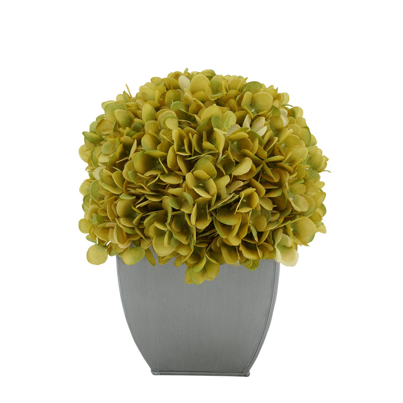 Arrangement d'hortensia en pot synthétique, Sauge, Argent