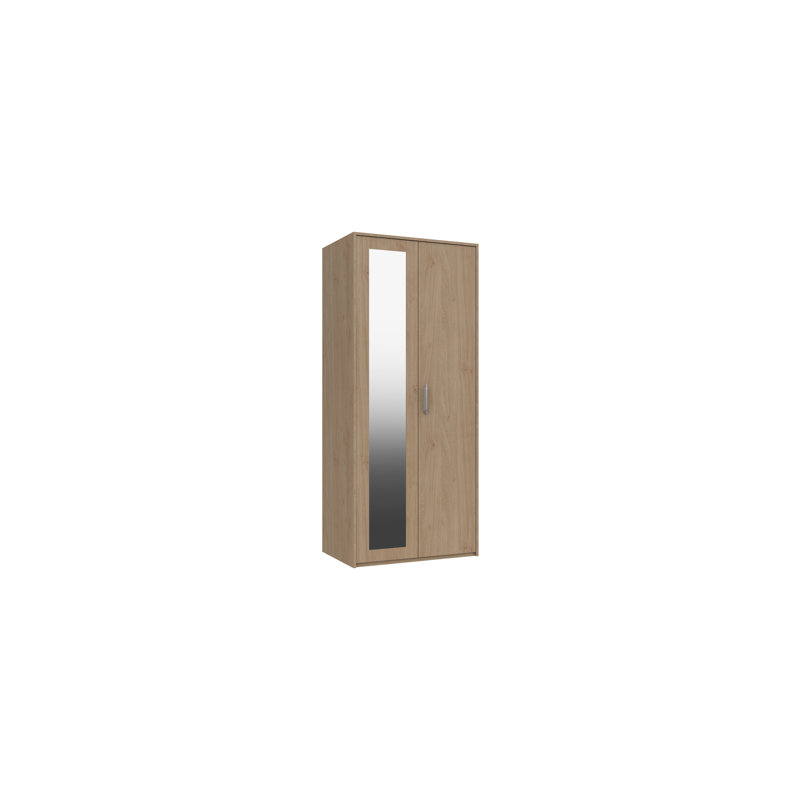 Zakariyah 2 Door Manufactured Wood Wardrobe, Oak