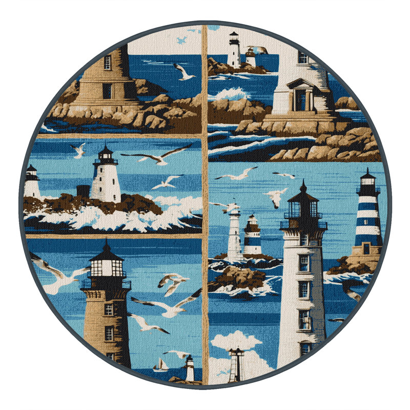  Tapis bord de mer lavable de la collection Phare, Rond 6 pi
