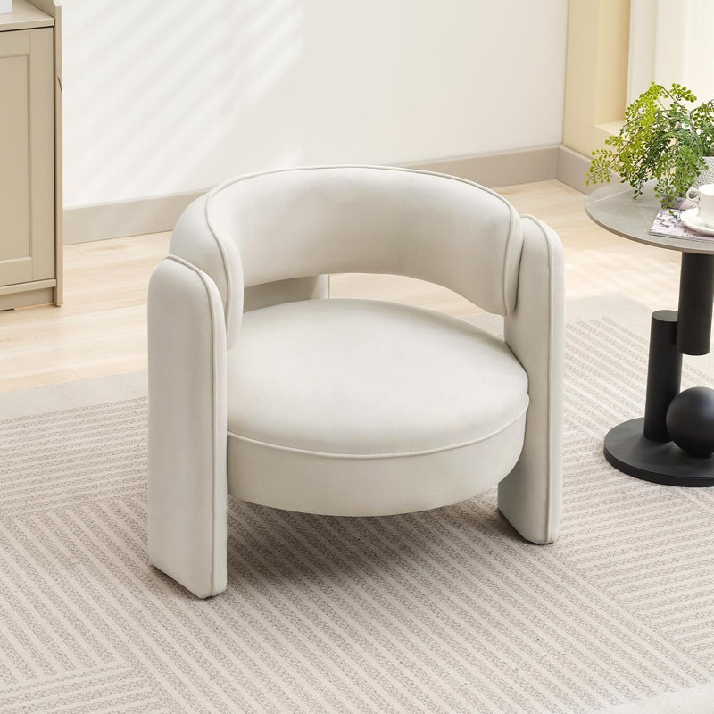 Chaise d'appoint moderne avec tissu en velours, canapé d'appoint rembourré confortable avec accoudoirs, beige