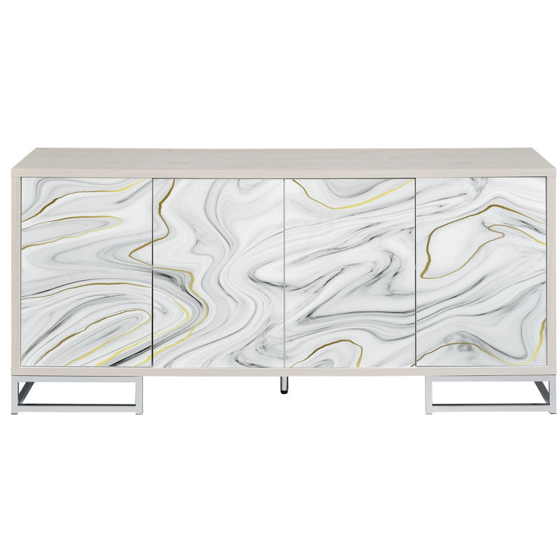 Finition de l'armoire console avec aspect marbre blanc - Rangement polyvalent et rehaussant votre entrée