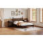 Lit plateforme en bois pleine grandeur avec tête de lit en forme de gourde, lit plateforme de style rétro avec support à lattes en bois, noyer-1809185910