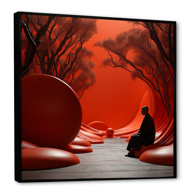Décoration murale méditation zen, Cadre flottant noir, H 30 po x l 30 po